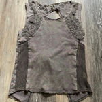 Gimmicks by BKE Gimmicks Patchwork Lace Cutout Dainty Brown Tank Top Small Indie Boho Festival Photo 0