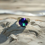 Handcrafted ring made with Swarovski emerald glacier crystal adjustable fit Green Photo 1