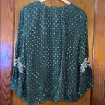 Chico's Olive Green Long Sleeve Embroidered Peasant Boho Dots top size 3 (XL) Photo 2