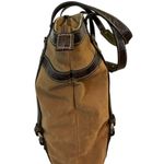 Franco Sarto BROWN SUEDE/LEATHER PURSE WITH INSIDE SMARTLYTE 12.5”X15” PREOWNED Photo 3