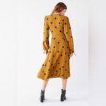 Urban Outfitters Audrey Wrap Midi Dress XS Long-Sleeve Yellow Polka Dot Woven Photo 16