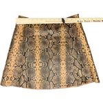 Veda Camel Brown Black Python Snake Print Genuine Leather Mini Skirt size M Size M Photo 6