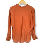 Vince | Size 2 | Oversized Silk Pullover V-Neck Shirt in Gingersnap Burnt Orange Photo 3