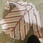 Pearl by Lela Rose S Linen Stripe Button Down High Low Collared Shirt Top Blush Pink Photo 11