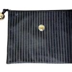 Fendi  Brown Pequin Striped Clutch Bag Black/Brown VTG Photo 0