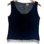 Caslon Black Velvet Sleeveless Low Scoop Neck Beaded Hem Dressy Tank Hem Size 8 Photo 0