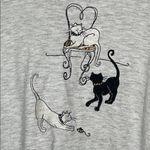 Vintage 80’s Cat embroidered Crewneck Sweatshirt Gray Size XL Photo 1