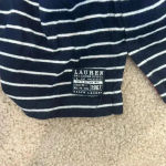 LRL Lauren Ralph Lauren Navy Stripe Cotton Collared Long Sleeve Midi Dress S Blue Photo 4