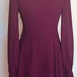 Lulus Burgundy Long sheer Sleeve Dress Photo 0