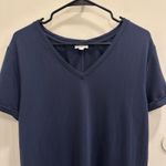 Garnet Hill  Navy Stretch Jersey Everyday T-Shirt Dress Lagenlook Cozycore Large Photo 4