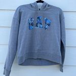 Gap Cropped Grey Hoodie with Floral  Logo Photo 0