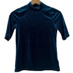 Banana Republic Top Womens XS Blue Velvet Mock Neck Stretch Minimalist Soft Girl Photo 0