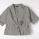 Talbots Petites Tie Front Gingham Jacket Womens Size L Black White Minimalist Photo 0