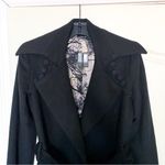 Jasmine Di Milo Coat Cashmere Signature Frill Wool Belted Short Black 6 GUC Photo 4