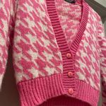Nasty Gal Got Knit Right Barbiecore Pink & White Houndstooth Cropped Cardigan - S Photo 14
