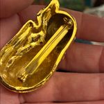 Gold Cat sleeping Figurine with Rhinestone Collar vintage Photo 1