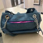 Nicole Miller Nicole by Blue Floral Embroidered Shoulder Bag-no flaws Photo 6