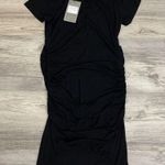NWT Smallshow Black Ruched Sides Short Sleeve Knee Length Maternity Dress Small Photo 3