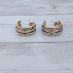 Vintage Earrings for Pierced Ears Gold/Silver Tone Hoops Photo 4