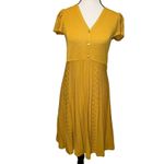 Ba&sh  Adana Pointelle Babydoll Cap Sleeve Knit Dress Mustard Yellow Lined Size 2 Photo 1