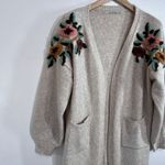 Boundless North Beige Floral Embroidered Knit Cardigan Sweater Women's Large Tan Photo 5