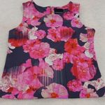 Cynthia Rowley Pink Floral Striped Scuba Bodycon Sleeveless Blouse Photo 3