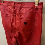 Guess faux leather vegan casual chino pant, red, sz 8, stretchy, NWOT Photo 4
