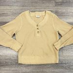 Pact  Tan Waffle Knit Henley Organic Cotton Sweater Medium Photo 0