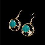Seashell & starfish pendant drop hallow round shape gold plated earrings‎ faux f Size undefined Photo 8