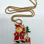 New without tags red and white crystal and enamel Santa Claus Christmas necklace Photo 10