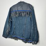 Levi's  denim jacket customized  with leather yokes, studs, and fringes size XXL Photo 7