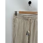 Harmony & Havoc Cream Blue Striped Cropped Linen Blend Capri Pants Loose Women L Photo 4
