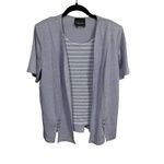 Vintage VANY New York Lavender Twinset Striped Tank & Cardigan Size 18 USA Purple Photo 2