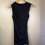 ZARA Womens Ruching Draped Classic Black Mini Dress Size Small Formal Wedding Photo 1