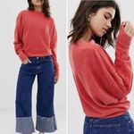 We The Free  Nikala Ribbed Pullover Boatneck Slouch Oversized Zip Neck Sz L Photo 1