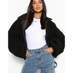 Boohoo Crop Teddy Faux Fur Bomber Jacket Photo 0