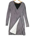 Athleta Women's Black White Dot Print Faux Wrap Dress Long Sleeve Career Medium Photo 3