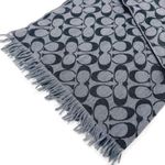 Coach Signature Scarf Reversible Gray Wool and Silk Photo 4