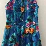 𝅺Jane Norman London Floral Tropical Print Beach Shirt Dress Blue Size 6 Photo 3