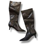 Franco Sarto  Black Leather Pointed Toe Knee-High Kitten Heel Boots – Size 7 Photo 7