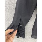 Virgo Petite Women's Button Front Blouse Sheer Glittery Size 6 Ruffle Trim Black Photo 3