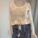 Free People  Women's Ivory Long-Sleeve Megan Crochet Cutout Back Top Medium NWT Photo 9