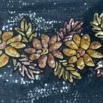 Stenay Vintage Silk Sequin and beaded shirt Floral Leaf Black & Gold sm top Photo 3