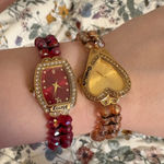 QVC Red and Gold Beaded Bracelets Set Photo 0