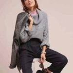 Anthropologie Moth Grey Ribbed Cowl Neck Oversized Cozy Knit Sweater Small Photo 12