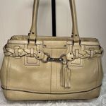 Coach Hampton F13087 Tan Pebbled Leather Satchel Handbag Purse Bag Braided Tasse Photo 0