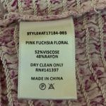 ASTR The Label Pink Floral Long Sleeve Lace Trim Smocked Crop Blouse Top Sz L Photo 3