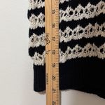 Mango  Crochet Knit Sweater Size Large Short Sleeve Polo Black Cream Photo 8
