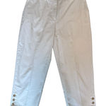 Lands' End Women's 14 Beige Cotton Blend Button Hem Pull On Back Cropped Pants Tan Photo 0