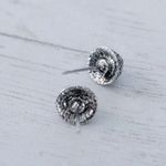 Stud Earrings Turquoise Tone with Silver Tone Halo Photo 2